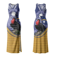 Magnificent Frigatebird Nauru Couples Matching Tank Maxi Dress and Long Sleeve Button Shirt Pandanus Weaving Polynesian Pattern