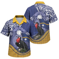 Magnificent Frigatebird Nauru Family Matching Long Sleeve Bodycon Dress and Hawaiian Shirt Pandanus Weaving Polynesian Pattern