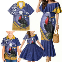 Magnificent Frigatebird Nauru Family Matching Mermaid Dress and Hawaiian Shirt Pandanus Weaving Polynesian Pattern