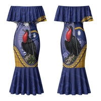 Magnificent Frigatebird Nauru Family Matching Mermaid Dress and Hawaiian Shirt Pandanus Weaving Polynesian Pattern