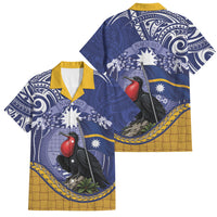 Magnificent Frigatebird Nauru Family Matching Off Shoulder Maxi Dress and Hawaiian Shirt Pandanus Weaving Polynesian Pattern