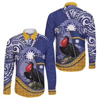 Magnificent Frigatebird Nauru Family Matching Short Sleeve Bodycon Dress and Hawaiian Shirt Pandanus Weaving Polynesian Pattern
