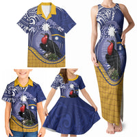 Magnificent Frigatebird Nauru Family Matching Tank Maxi Dress and Hawaiian Shirt Pandanus Weaving Polynesian Pattern
