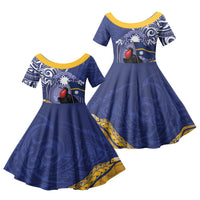 Magnificent Frigatebird Nauru Family Matching Tank Maxi Dress and Hawaiian Shirt Pandanus Weaving Polynesian Pattern