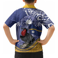 Magnificent Frigatebird Nauru Kid Hawaiian Shirt Pandanus Weaving Polynesian Pattern