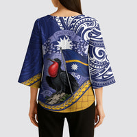 Magnificent Frigatebird Nauru Kimono Sleeve Blouse Pandanus Weaving Polynesian Pattern