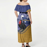 Magnificent Frigatebird Nauru Off Shoulder Maxi Dress Pandanus Weaving Polynesian Pattern