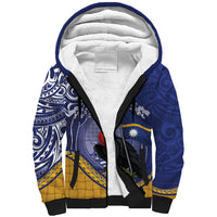 Magnificent Frigatebird Nauru Sherpa Hoodie Pandanus Weaving Polynesian Pattern