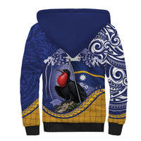 Magnificent Frigatebird Nauru Sherpa Hoodie Pandanus Weaving Polynesian Pattern