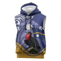 Magnificent Frigatebird Nauru Sleeveless Hoodie Pandanus Weaving Polynesian Pattern