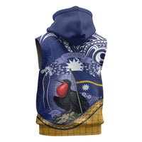 Magnificent Frigatebird Nauru Sleeveless Hoodie Pandanus Weaving Polynesian Pattern