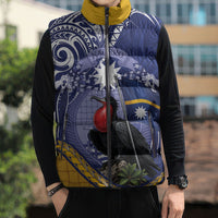 Magnificent Frigatebird Nauru Sleeveless Puffer Jacket Pandanus Weaving Polynesian Pattern