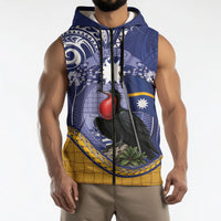 Magnificent Frigatebird Nauru Sleeveless Zip Hoodie Pandanus Weaving Polynesian Pattern