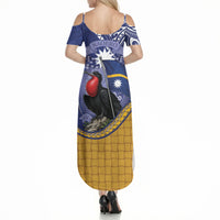 Magnificent Frigatebird Nauru Summer Maxi Dress Pandanus Weaving Polynesian Pattern
