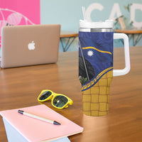 Magnificent Frigatebird Nauru Tumbler With Handle Pandanus Weaving Polynesian Pattern