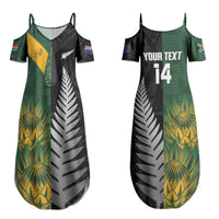 New Zealand and South Africa Rugby Custom Couples Matching Summer Maxi Dress and Long Sleeve Button Shirt Ultimate Rivalry All Black Springboks