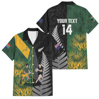 New Zealand and South Africa Rugby Custom Family Matching Long Sleeve Bodycon Dress and Hawaiian Shirt Ultimate Rivalry All Black Springboks