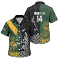 New Zealand and South Africa Rugby Custom Family Matching Long Sleeve Bodycon Dress and Hawaiian Shirt Ultimate Rivalry All Black Springboks