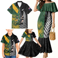 New Zealand and South Africa Rugby Custom Family Matching Mermaid Dress and Hawaiian Shirt Ultimate Rivalry All Black Springboks