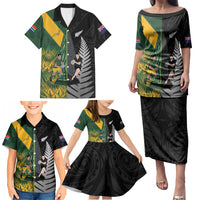 New Zealand and South Africa Rugby Custom Family Matching Puletasi and Hawaiian Shirt Ultimate Rivalry All Black Springboks