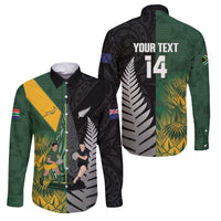 New Zealand and South Africa Rugby Custom Family Matching Short Sleeve Bodycon Dress and Hawaiian Shirt Ultimate Rivalry All Black Springboks