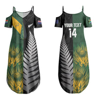 New Zealand and South Africa Rugby Custom Family Matching Summer Maxi Dress and Hawaiian Shirt Ultimate Rivalry All Black Springboks