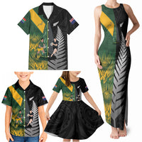 New Zealand and South Africa Rugby Custom Family Matching Tank Maxi Dress and Hawaiian Shirt Ultimate Rivalry All Black Springboks