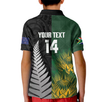 New Zealand and South Africa Rugby Custom Kid Polo Shirt Ultimate Rivalry All Black Springboks