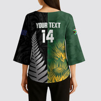 New Zealand and South Africa Rugby Custom Kimono Sleeve Blouse Ultimate Rivalry All Black Springboks