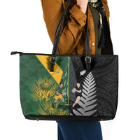 New Zealand and South Africa Rugby Leather Tote Bag Ultimate Rivalry All Black Springboks