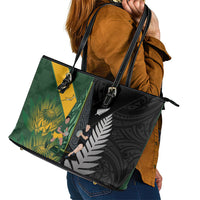 New Zealand and South Africa Rugby Leather Tote Bag Ultimate Rivalry All Black Springboks