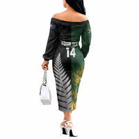 New Zealand and South Africa Rugby Custom Off The Shoulder Long Sleeve Dress Ultimate Rivalry All Black Springboks