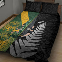 New Zealand and South Africa Rugby Quilt Bed Set Ultimate Rivalry All Black Springboks