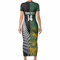 New Zealand and South Africa Rugby Custom Short Sleeve Bodycon Dress Ultimate Rivalry All Black Springboks