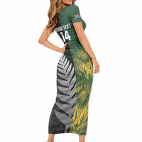 New Zealand and South Africa Rugby Custom Short Sleeve Bodycon Dress Ultimate Rivalry All Black Springboks