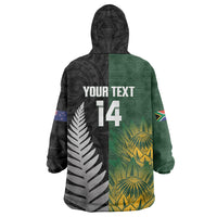 New Zealand and South Africa Rugby Custom Wearable Blanket Hoodie Ultimate Rivalry All Black Springboks