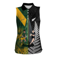 New Zealand and South Africa Rugby Custom Women Sleeveless Polo Shirt Ultimate Rivalry All Black Springboks