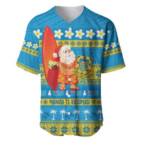 Tuvalu Christmas Baseball Jersey Cute Santa Manuia te Kilisimasi - Polynesian Pride
