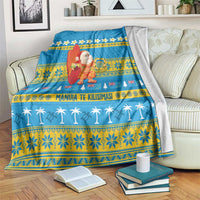 Tuvalu Christmas Blanket Cute Santa Manuia te Kilisimasi LT14 Blue - Polynesian Pride
