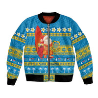 Tuvalu Christmas Bomber Jacket Cute Santa Manuia te Kilisimasi - Polynesian Pride