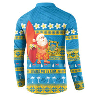 Tuvalu Christmas Button Sweatshirt Cute Santa Manuia te Kilisimasi - Polynesian Pride