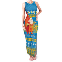 Tuvalu Christmas Family Matching Tank Maxi Dress and Hawaiian Shirt Cute Santa Manuia te Kilisimasi - Polynesian Pride