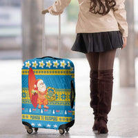 Tuvalu Christmas Luggage Cover Cute Santa Manuia te Kilisimasi - Polynesian Pride