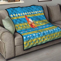 Tuvalu Christmas Quilt Cute Santa Manuia te Kilisimasi - Polynesian Pride