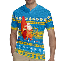 Tuvalu Christmas Rugby Jersey Cute Santa Manuia te Kilisimasi - Polynesian Pride