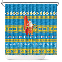 Tuvalu Christmas Shower Curtain Cute Santa Manuia te Kilisimasi - Polynesian Pride
