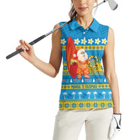 Tuvalu Christmas Women Sleeveless Polo Shirt Cute Santa Manuia te Kilisimasi - Polynesian Pride