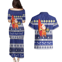 Nauru Christmas Couples Matching Puletasi and Hawaiian Shirt Cute Santa Coat Of Arms Merry Xmas - Polynesian Pride