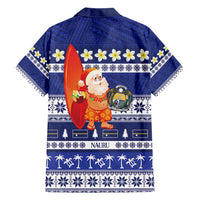 Nauru Christmas Family Matching Off Shoulder Maxi Dress and Hawaiian Shirt Cute Santa Coat Of Arms Merry Xmas - Polynesian Pride