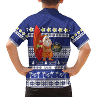 Nauru Christmas Family Matching Summer Maxi Dress and Hawaiian Shirt Cute Santa Coat Of Arms Merry Xmas - Polynesian Pride